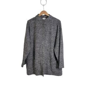 J Jill Pure Jill Heather Gray Viscose Wool Blend Snap Front Coat Jacket Size XL